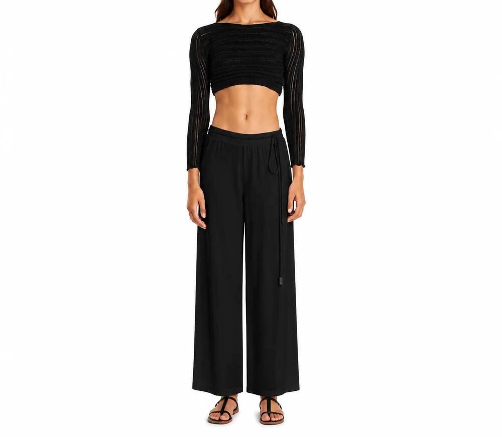 NEW KOURBELA long sleeve knitted crop top in black